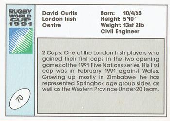 1991 Regina Rugby World Cup #70 David Curtis Back